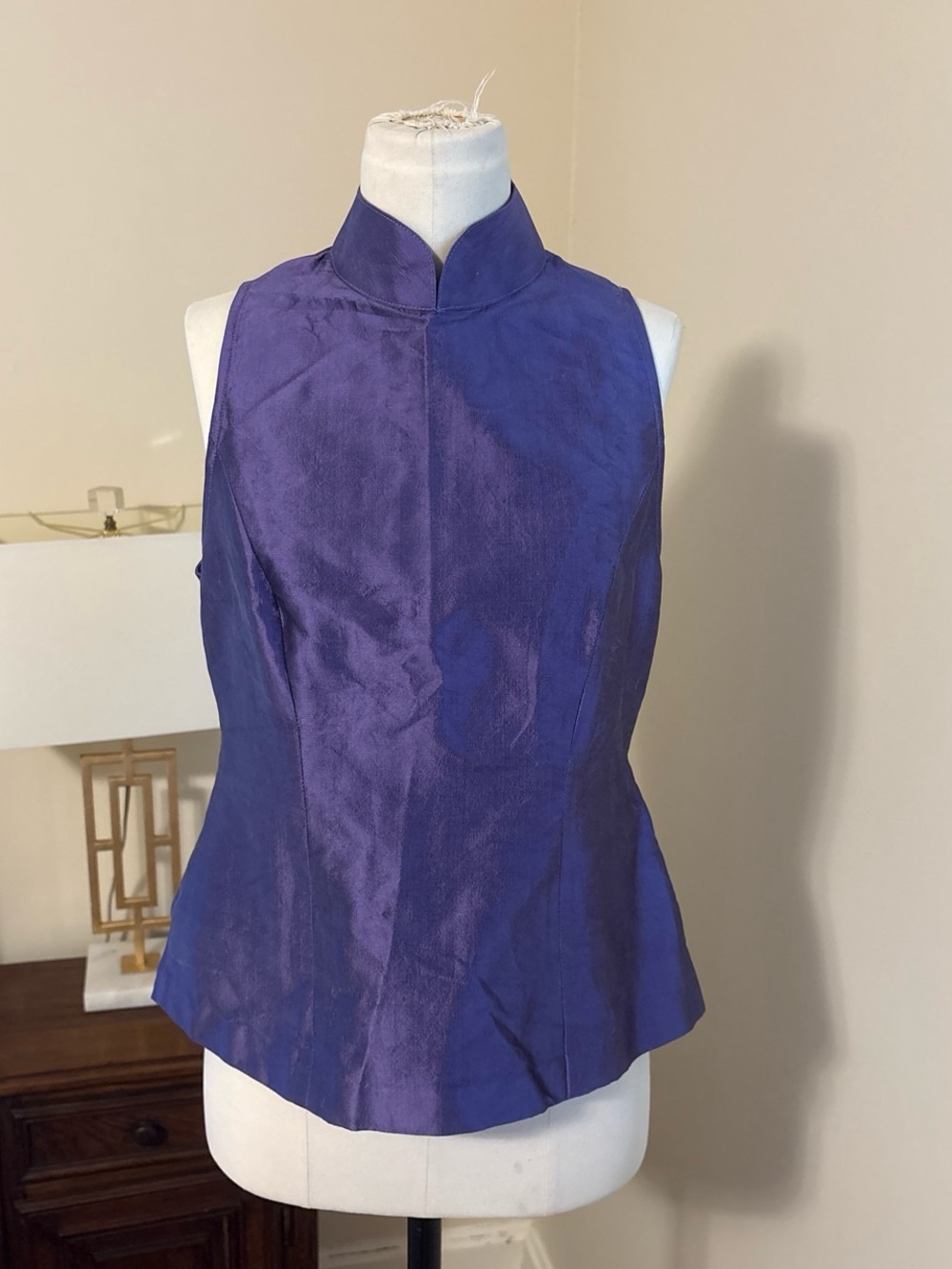 Purple Sleeveless Collar Top
